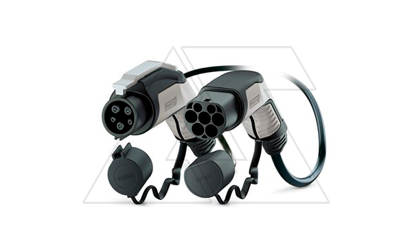 Зарядный кабель AC EV-TAG3PC-1AC32A-5,0M6,0ESBK01, Тип 1 (электромобиль), Тип 2 (зар. станция), 1Ph, 250VAC, 32A, 5m, прямой, серо-черный