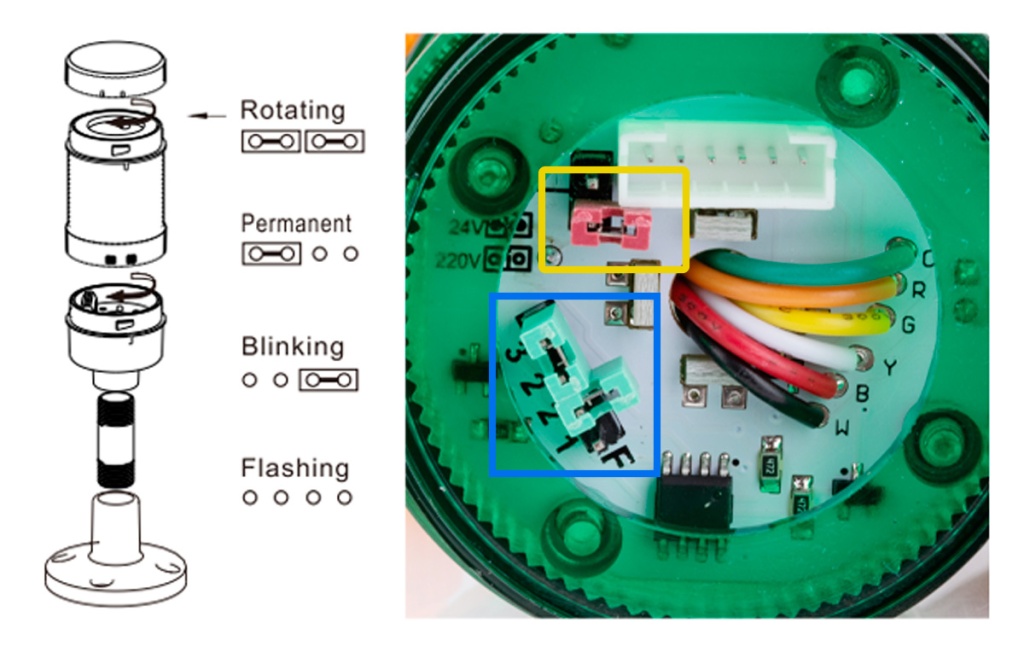 Схема подключения светосигнальной колонны Схема подключения светосигнальной колонны
