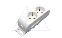 Ri-tech - Колодка розеточная 2x2P+E, со шторками, белый