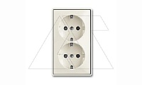 Basic 55 - Розетка 2x2P+E нем. стд.с защитными шторками (шале-белый)