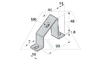 Суппорт угловой для DIN-рейки, 45 гр., 60x48x1,8mm, M6, сталь хол. оцинк.