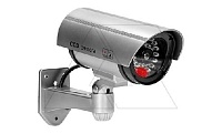 Муляж камеры ORNO c LED-индикатором, внутри и снаружи помещений, серебристый корпус, питание 2x1,5V AA-батарейки (стикерованный)