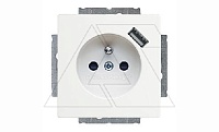 Basic 55 - Розетка 2P+E нем. стд. + USB (белый)