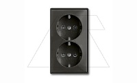 Basic 55 - Розетка 2x2P+E нем. стд.с защитными шторками (шато-черный)