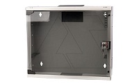 Щит телекоммуникационный 19", 5U (3U по вертикали+2U по горизонтали), ВxШxГ 457x540x170 мм SlimSSL, навесной, дверь стекло, серый