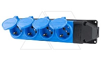 Tena - Блок розеточный 4х2P+E c крышкой, IP44, моноблок, синий