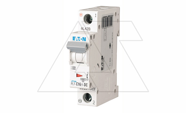 Авт. выключатель PL7-C16/1-DC, 1P, 16A, хар-ка C, 10kA, 250VDC, 1M