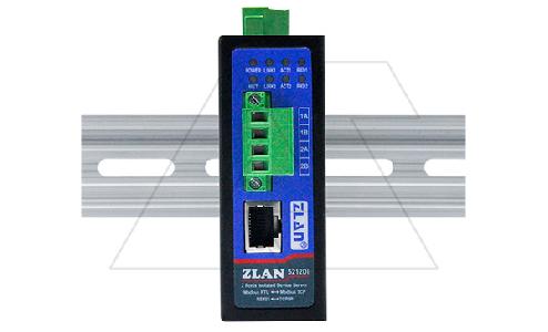 Преобразователь интерфейсов ZLAN5212DI, RS-485 в Ethernet, 2xRS-485 с изоляцией, Modbus Gateway, 24VDC, DIN35
