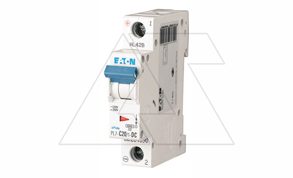Авт. выключатель PL7-C20/1-DC, 1P, 20A, хар-ка C, 10kA, 250VDC, 1M