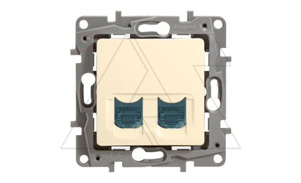 Etika - Розетка 2хRJ-45 UTP CAT5E 8конт. (сл.кость) Etika - Розетка 2хRJ-45 UTP CAT5E 8конт. (сл.кость)