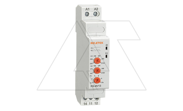 Реле контроля напряжения RS-MV13, 1P+N, 1CO 8A(250VAC), 230VAC, Umin(165_215V)/Umax(225_275V), 0.1_10s, 1M
