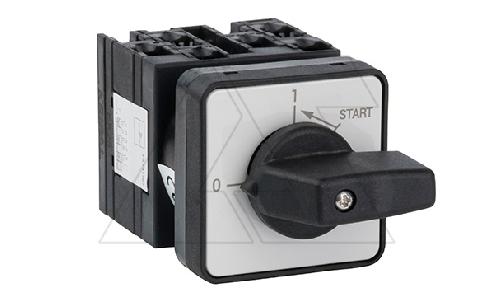 Переключатель UKT0-3-15513/E, 3P, 20A, тип 0-1←START (45°), на дверь, фронт IP65