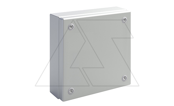 Коробка распределительная EGRAN 150x150x120 (ВxШxГ) с крышкой на 4-ех невыпадающих 1/4 винтах, сталь 1,2мм, RAL7035, IP66