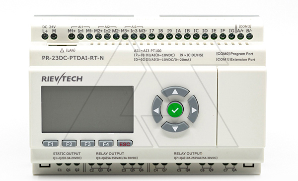 Программируемый логический контроллер PR-23DC-PTDAI-RT-N , 12_24VDC, 3xPt100, 10DI(6AI), 2TO, 8RO, RTC, SD, RS485, Ethernet, ЖКИ
