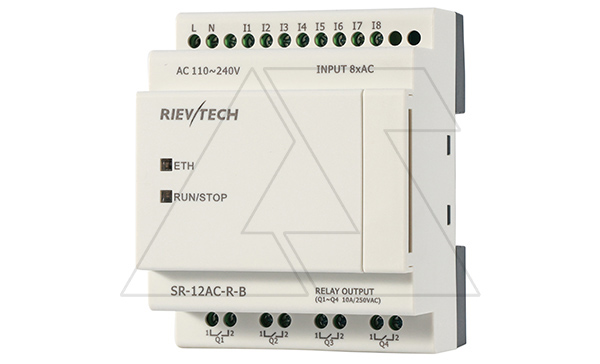 Программируемый логический контроллер SR-12DC-DA-R-B, 12_24VDC, 8DI(4AI/0_10V), 4RO(10A), RTC, Ethernet, без ЖКИ