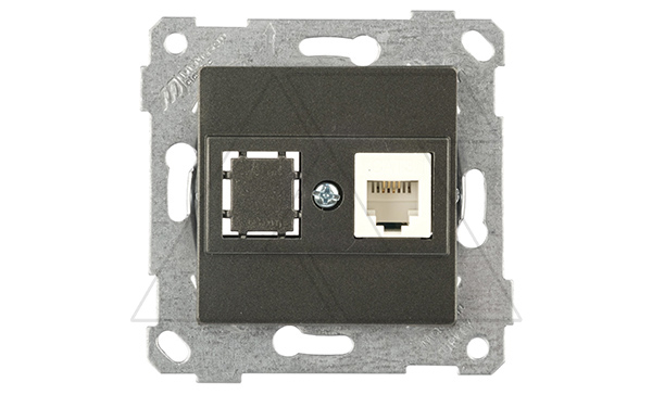 Rita - Розетка 1хRJ-45 кат. 6 UTP, дымчатый