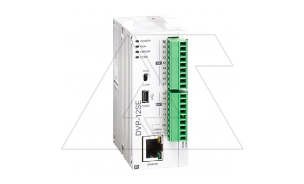 Программируемый логический контроллер DVP12SE11R, 8DI, 4RO, 24VDC, 16K шагов, RS485, USB, Ethernet