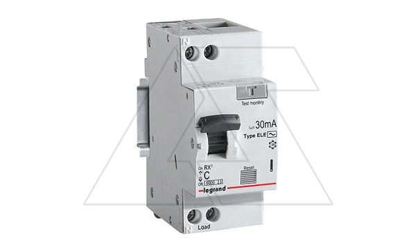 Дифф. авт. выключатель Legrand RX3, электронный, 1P+N, 16A, хар-ка C, 6kA, 30mA, тип AC, 2M