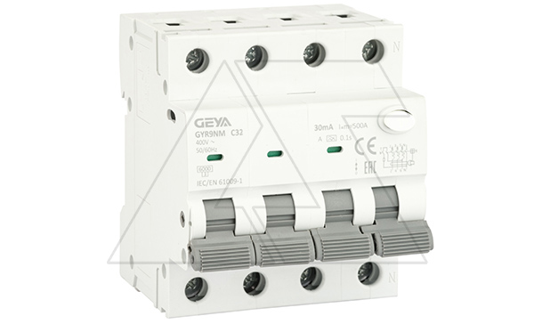 Дифф. авт. выключатель GYR9NM-C32-30mA, 3P+N, 32A, хар-ка C, 6 kA, 30mA, тип A, 4M Дифф. авт. выключатель GYR9NM-C32-30mA, 3P+N, 32A, хар-ка C, 6 kA, 30mA, тип A, 4M