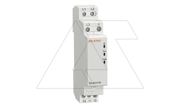 Реле контроля фаз RS-MV31N/230, 3P+N L-N 230V, 1CO, 8A(250VAC), обрыв, чередование, 1M