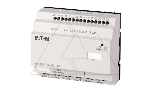 Программируемый логический контроллер EASY719-DC-RCX, 24VDC, 12(4 аналог.)вх., 6 рел.вых., таймер
