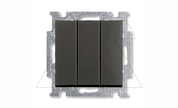 Basic 55 - Выключатель трехклавишный (шато-черный, блистер)