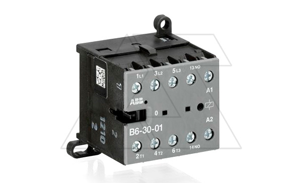 Мини-контактор B6-30-01-01 24VAC, 3NO 9A(20A-AC1) 4kW, всп.контакт 1NC (4A-AC15)