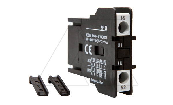 Блок-контакт вспом. BP1 01, 6A(230VAC), 1NC, боковой монтаж, для CM1, CP0