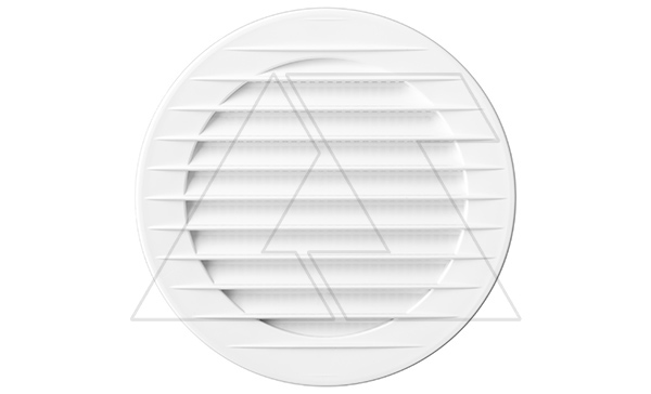 Решетка вентиляционная с сеткой круглая для отверстия Ø125мм, внешний Ø148мм, пластик, белый