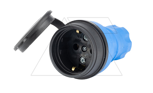 Tena - Розетка 2P+E с крышкой IP44, переносная, синий Tena - Розетка 2P+E с крышкой IP44, переносная, синий