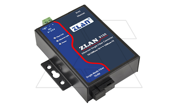 Оптоволоконный преобразователь ZLAN9100-5-EU (используется с ZLAN9100-3-EU), 10/100M Ethernet в одномодовое оптоволокно, разъем SC, 24VDC, EU, DIN35