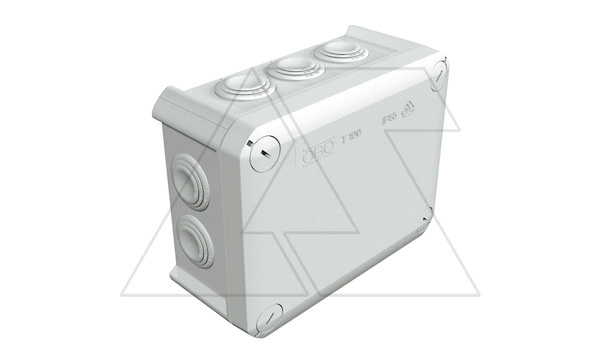 Коробка распред. T 100 без клемм, IP66, 150х116х67мм, 10 вводов М25, серый, полипропилен