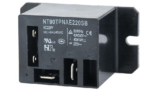 Реле NT90TPNAEAC220VSB, 1NO, 40A(240VAC/30VDC), AgSnO2, 220VAC, 130°C, FASTON 250, монтаж на панель, IP40