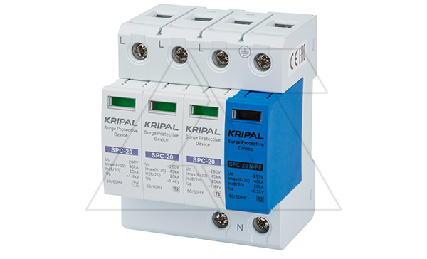 Разрядник SPC-20/280/3P+N, 3P+N, 280VAC, In=20kA(8/20µs), класс C, индикация, 4M