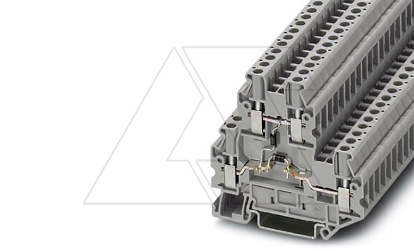 Клемма двухъярусная UTTB 2,5-2DIO/O-UL/UR-UL /5,2mm, винтовая, 2 диода 1N 4007, 4 присоед., 2,5(max 4)mm2, 24A, 500V, серая