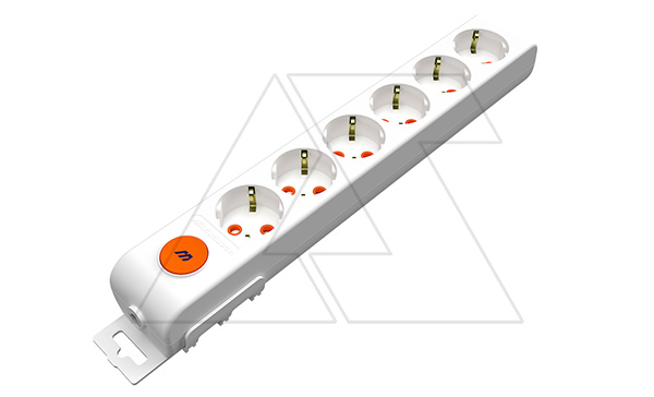 Ri-tech - Колодка розеточная 6x2P+E, со шторками, выключатель, белый Ri-tech - Колодка розеточная 6x2P+E, со шторками, выключатель, белый