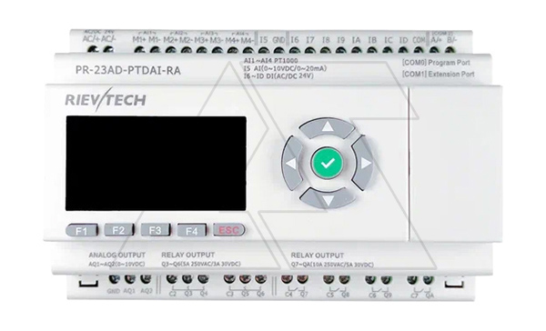 Программируемый логический контроллер PR-23AD-PTDAI-RAI, 12_24VDC, 4xPt1000, 8DI, 1AI(0..20mA/0..10VDC), 8RO, 2AO(0..10VDC), RTC, RS485, ЖКИ, HVAC