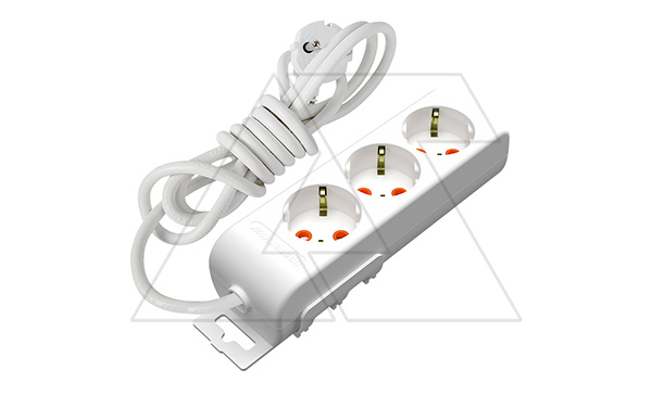 Ri-tech - Удлинитель 3x2P+E, нем. ст., со шторками, кабель 3x1,5мм², 3м, белый