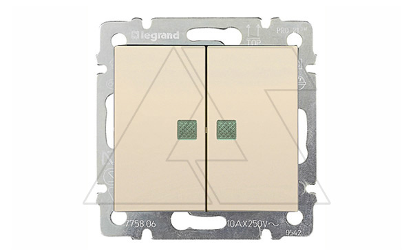 Valena - Выключатель двухклавишный с подсветкой, сл.кость Valena - Выключатель двухклавишный с подсветкой, сл.кость