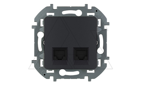 Inspiria - Розетка 2хRJ-45 UTP CAT5E (антрацит) Inspiria - Розетка 2хRJ-45 UTP CAT5E (антрацит)