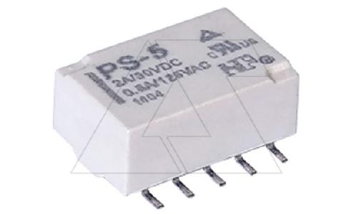 Реле PS-5, 2CO, 2A(30VDC)/0.5A(125VAC), AgPd/Au, 5VDC, SMD, для печатных плат, растр 2.54mm, IP67