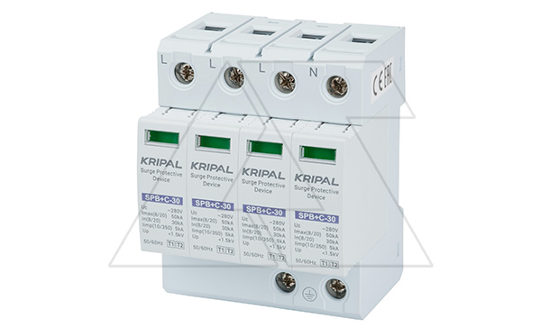 Разрядник SPB+C5/30/280-440V/4P, 4P, In=30kA(8/20µs), класс B+C, 4M Разрядник SPB+C5/30/280-440V/4P, 4P, In=30kA(8/20µs), класс B+C, 4M