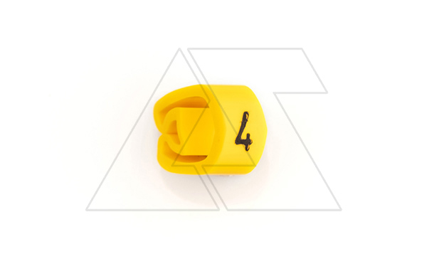 Маркер кольцевой RMS-02 59644-4, D кабеля 2,5-5mm, 1,5-4mm2, символ "4", PVC, желтый (упак. 1000шт.)