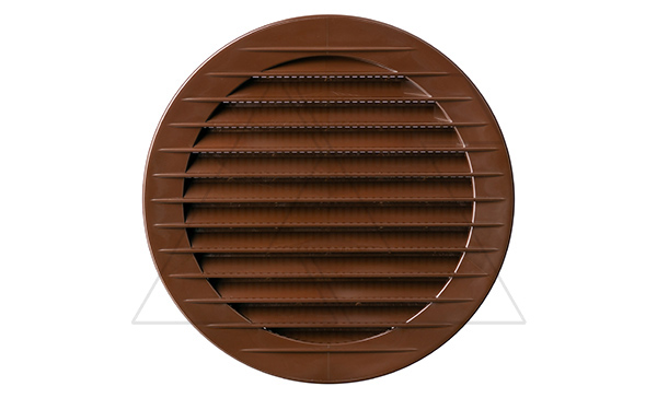 Решетка вентиляционная с сеткой круглая для отверстия Ø150мм, внешний Ø178мм, пластик, коричневый