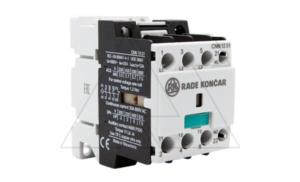 Контактор CNN 12 01 220/230V 50Hz, 3P, 12A/(25A по AC-1), 5.7kW(400VAC), 220/230VAC, 1NC