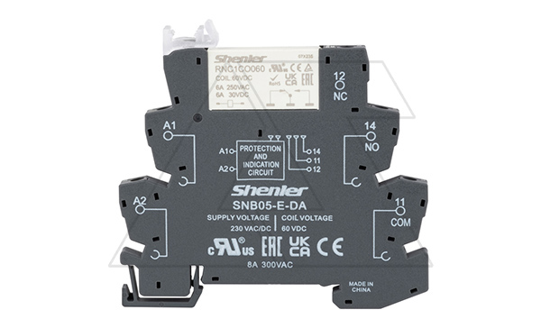 Реле интерфейсное RNC1CO060 с колодкой SNB05-E-DA, винтовой зажим, 1CO, 6A, 230VAC/DC, LED, W=6.2mm