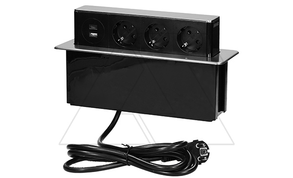 Блок розеточный встраиваемый ,выдвижной 2хUSB Type A 5V 2,4A + С 5V 3,1A + 3x2P+E со шторками кабель 2м, 3680вт, нержавеющая сталь Блок розеточный встраиваемый ,выдвижной 2хUSB Type A 5V 2,4A + С 5V 3,1A + 3x2P+E со шторками кабель 2м, 3680вт, нержавеющая сталь