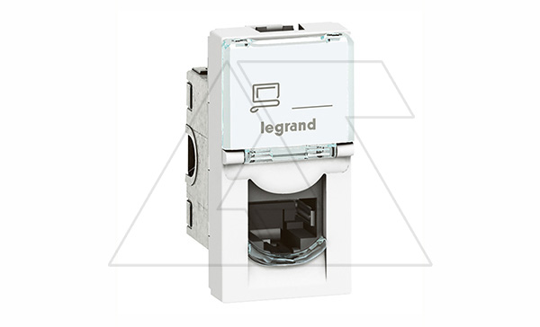 Mosaic - Розетка RJ-45 Кат. 6 UTP, 1М с окном маркировки, белый