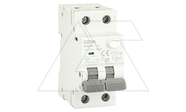 Дифф. авт. выключатель GYR9NM-C16-30mA, 1P+N, 16A, хар-ка C, 6 kA, 30mA, тип A, 2M
