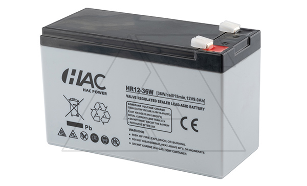 Батарея аккумуляторная HAC HR12-36W, F2, 12V/9Ah, 151х65х94(100) ДхШхВ, 2.5 кг, 8 лет Батарея аккумуляторная HAC HR12-36W, F2, 12V/9Ah, 151х65х94(100) ДхШхВ, 2.5 кг, 8 лет